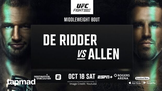 UFC FIGHT NIGHT 262. Ренье де Риддер — Брендан Аллен, ОНЛАЙН видео трансляция турнира в Канаде, где смотреть